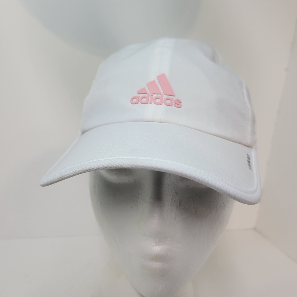 Adidas AEROREADY Hat Cap White‎ Pink Logo Adjustable Lightweight Sporty